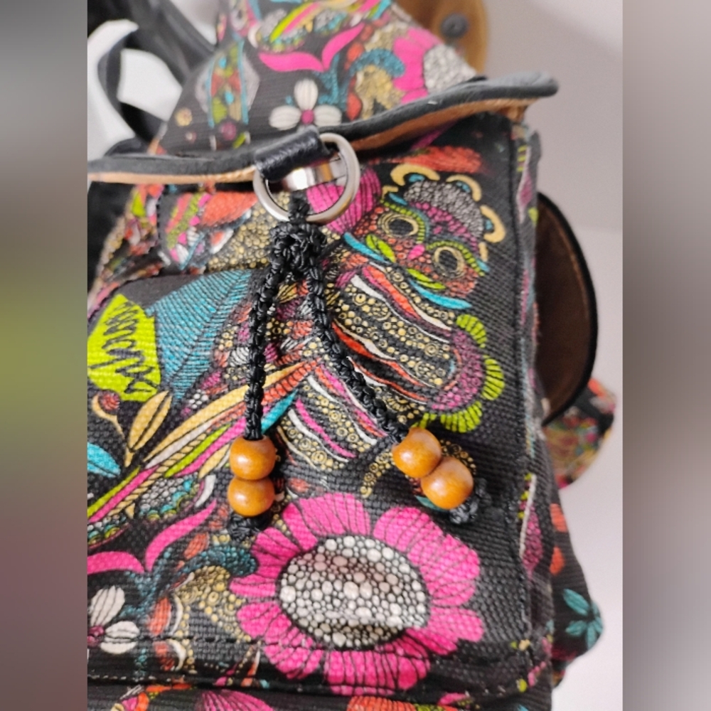 Sakroots Multi-Color Flower and Owl Print Back Pack & Makeup Bag New With Tags - Picture 7 of 10